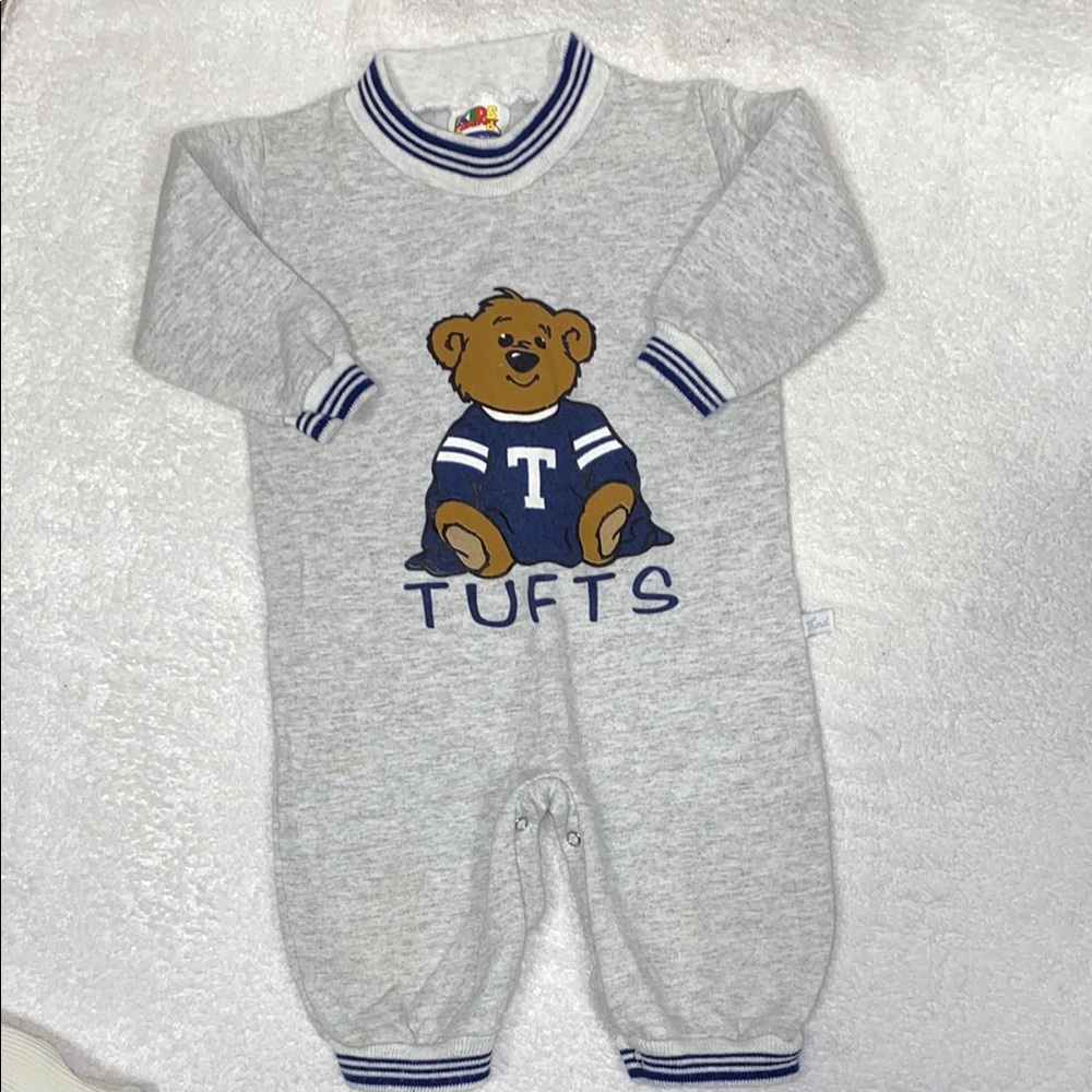 Vintage The kids company Gray teddy bear Tufts Baby One Piece 18m